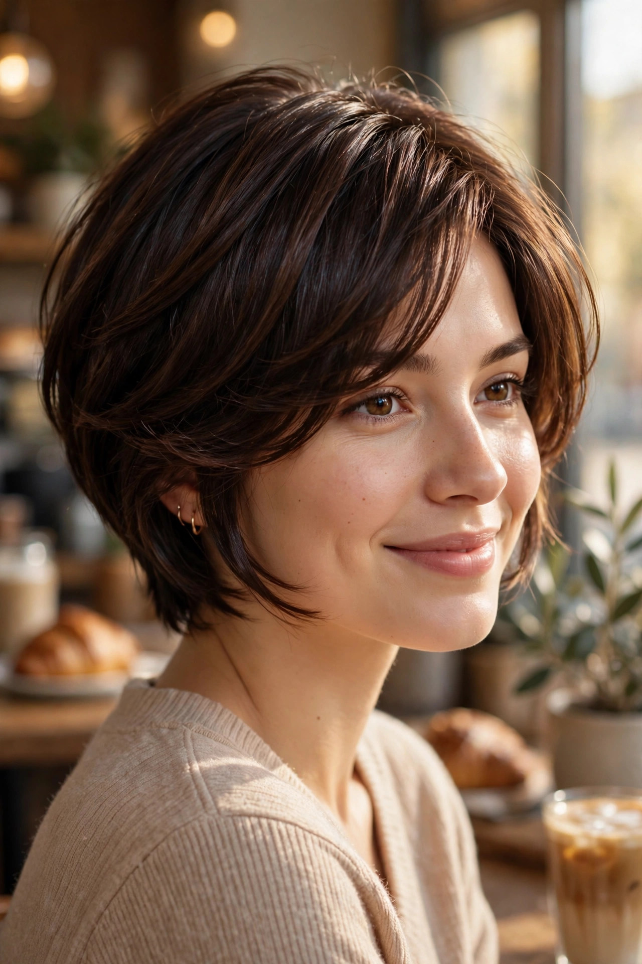 long pixie haircuts in espresso brown