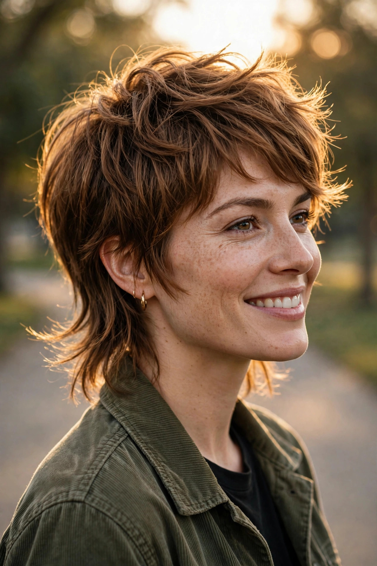 soft mullet inspired pixie cut