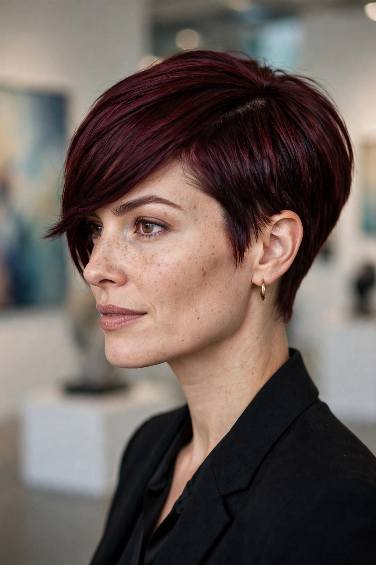 long pixie haircuts with deep part