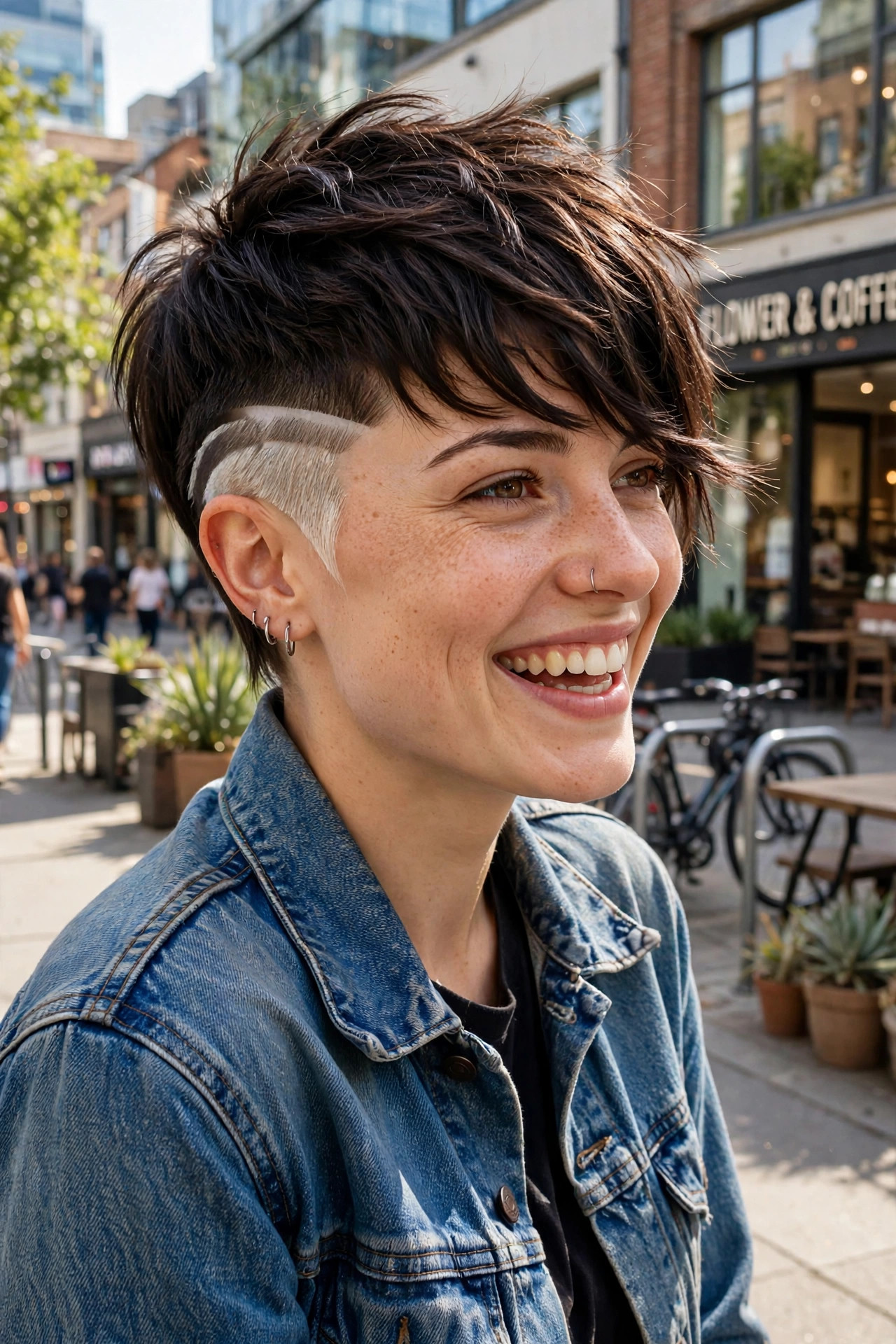 pixie cut shaved sides for round face