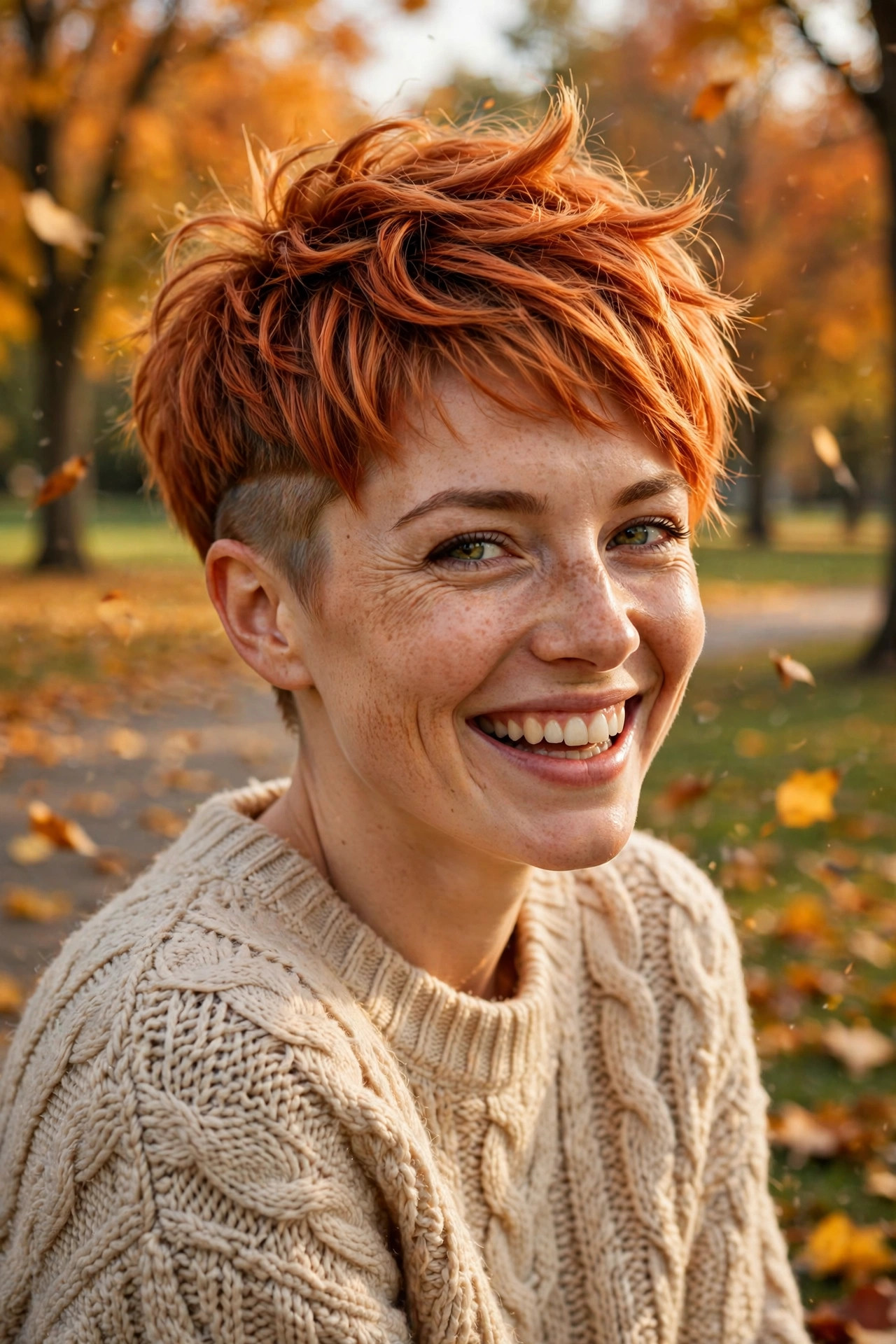 Copper piecey crop with a soft faded side and ginger tones
