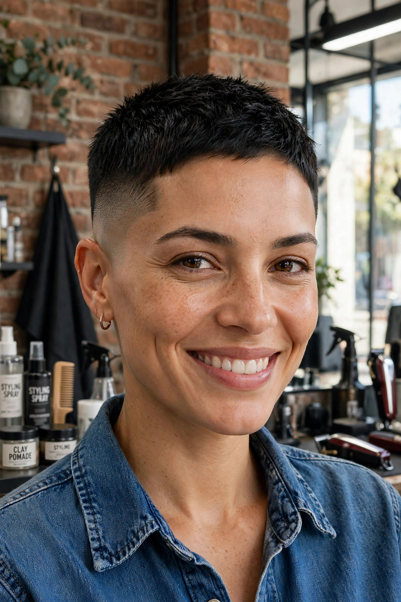 Tight fade pixie with barber-precise skin fade
