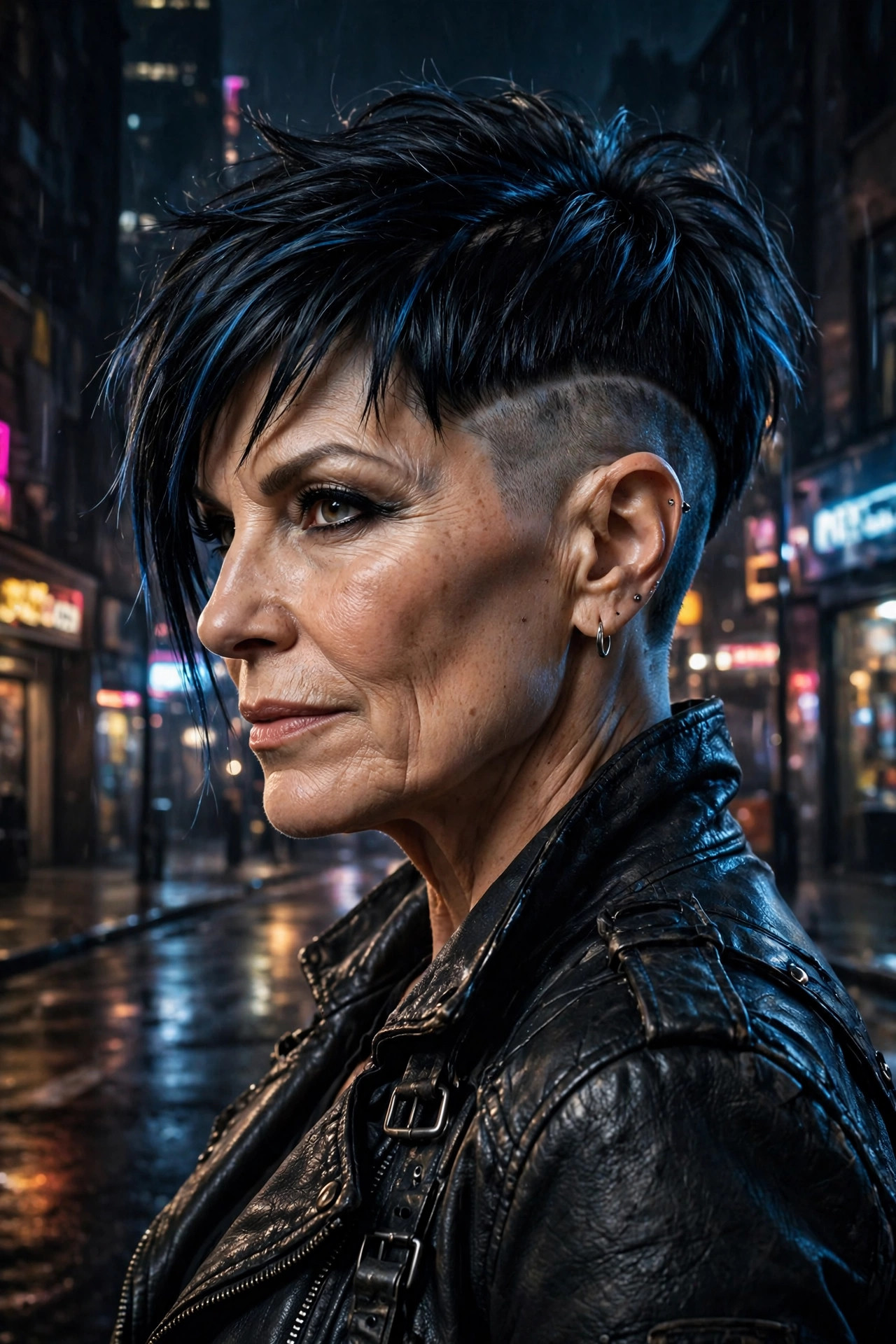 Undercut accent pixie with shaved side, one of the edgiest short pixie haircuts for older women
