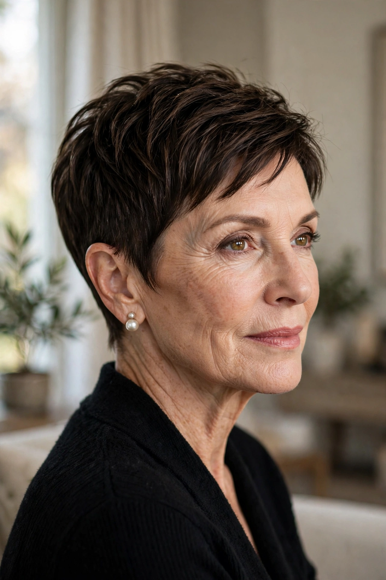tapered nape short pixie haircuts for women over 50 with neat cropped back
