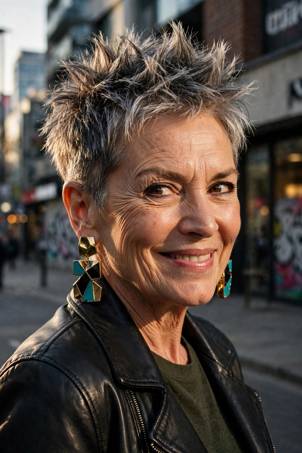 salt and pepper spiky short pixie haircuts for women over 50 with texture