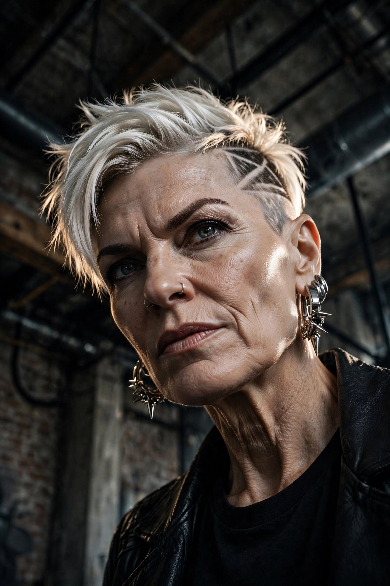 undercut short pixie haircuts for women over 50 with edgy shaved sides