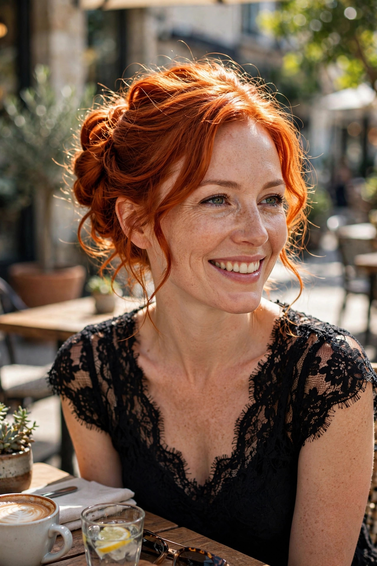 fiery red twisted updo witch hairstyles for Halloween
