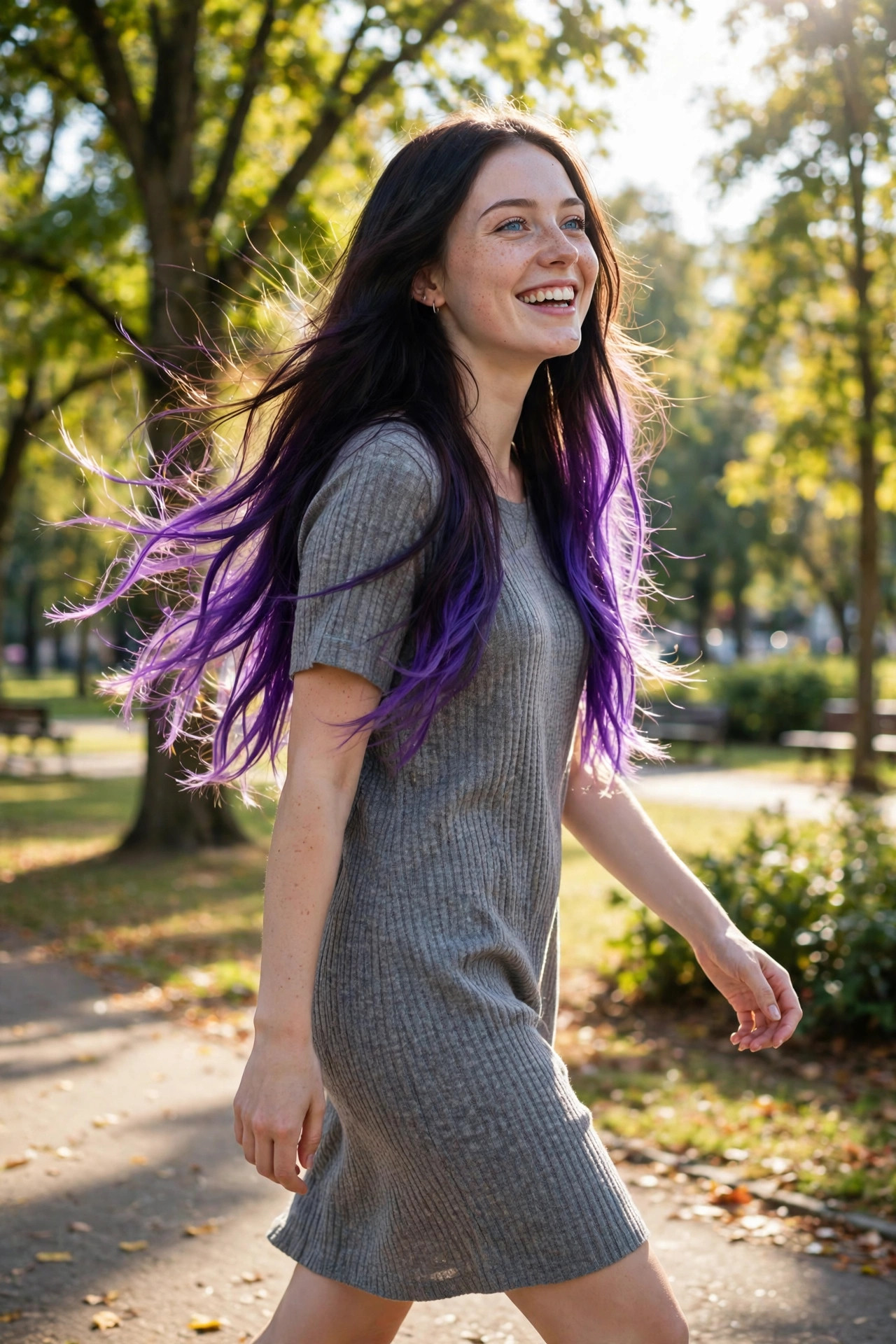dark hair with violet ombre witch hairstyles ends