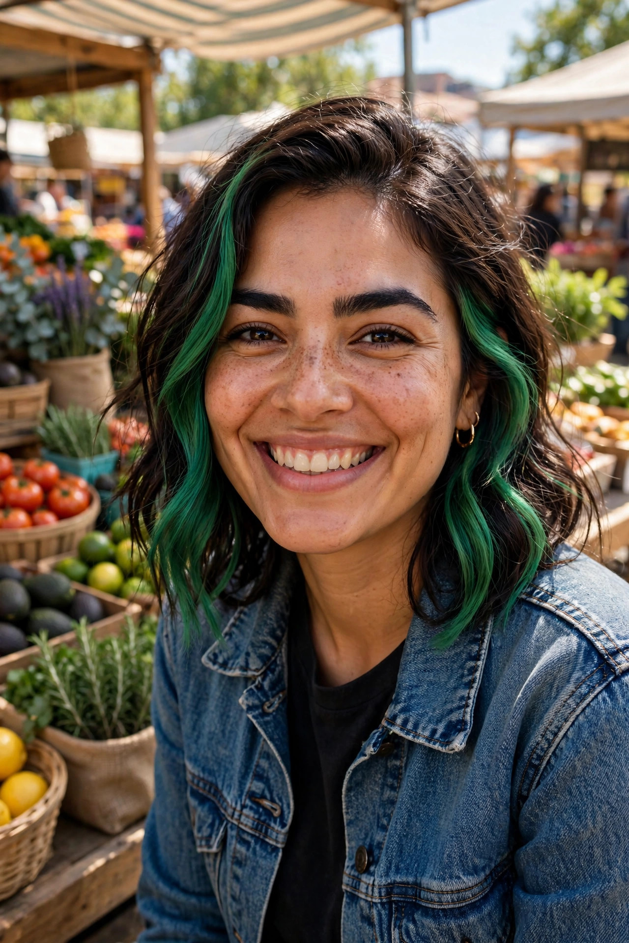 dark brown hair with forest green witch hairstyles streaks